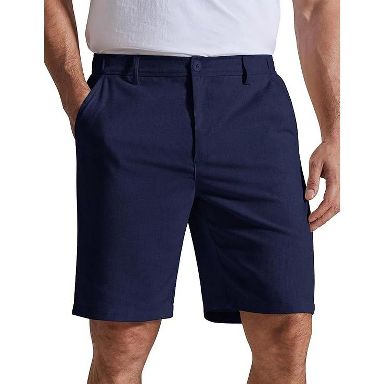 COOFANDY Mens Casual Shorts 9 inch Flat Front Elastic Waist Linen Dress  Shorts Lightweight Summer Outfits with Pockets Navy Blue 2XL : Target