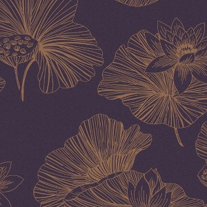 Lotus Plum Purple and Copper Floral Paste the Wall Wallpaper - 1 of 4