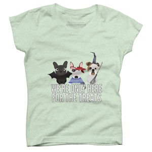 Girl's Design By Humans Dog Halloween - We're Only Here For The Treats By PedigreePrints T-Shirt - 1 of 3