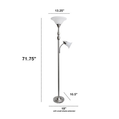 Brushed Nickel Torchiere Floor Lamp with Marble Glass Shades
