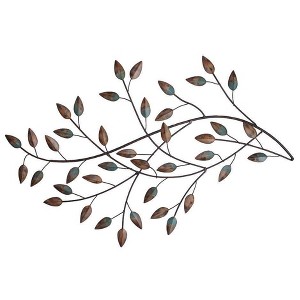 Blowing Leaves Wall Decor Brown - Stratton Home Decor: Whimsical Metal Art for Home, Vertical Botanical Sculpture - 1 of 3
