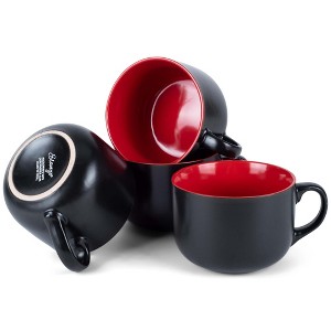 Elanze Designs Large Color Pop 24 ounce Ceramic Jumbo Soup Mugs Set of 4, Red - 1 of 4