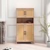 ORRD 4-Door Rattan Storage Cabinet with Adjustable Shelves, Mid-Century Style - 3 of 4