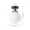 Rennnsan Olveneth 7"W 1-Light Globe Milk Glass Modern Dimmable Flush Mount in Black - 3 of 4