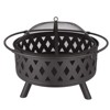 Kumasinova 32" Circular Outdoor Fire Pit with Mesh Cover and Fire Poker,Powder-Coated Steel Wood-Burning Fireplace for 4-8 People,Black - 4 of 4