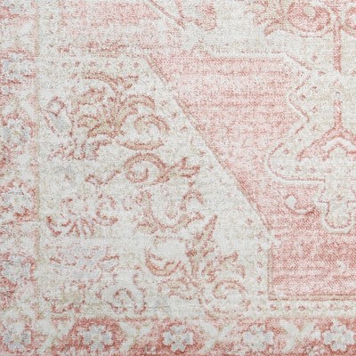 Bakkerom 5'2" x 7' Cream and Blush Synthetic Fur Area Rug