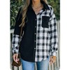 Womens Shacket Contrast Patchwork Corduroy Shirt Long Sleeve Button Down Shirts Oversized Blouses Tops Jacket - 2 of 2