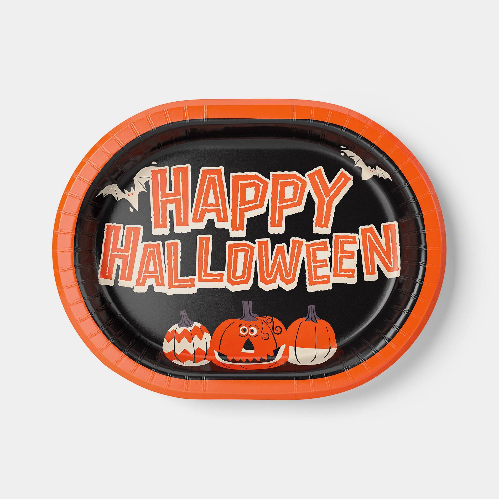 Happy Halloween Disposable Oval Plates - 12" - 10ct - Orange - Hyde and EEK! Boutique™