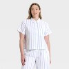 Women's Striped Cotton Blend Short Sleeve Pajama Shirt - Auden™ - 4 of 4