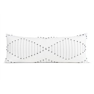 Sweet Jojo Designs Unisex Body Pillow Cover (Pillow Not Included) 54in.x20in. Boho Stitch Black and White - 1 of 4