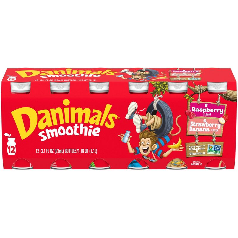 Danimals Strawberry Banana &#38; Raspberry Kids&#39; Smoothies - 12ct/3.1 fl oz Bottles, 5 of 11