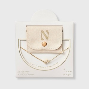 14K Gold Dipped Cubic Zirconia Initial Necklace - A New Day™ - 1 of 4
