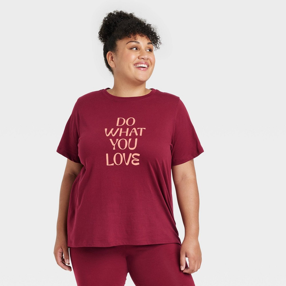 Women's Plus Size Short Sleeve Graphic T-Shirt - Ava & Viv Red letters 1X