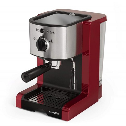 KLARSTEIN Passionata Rossa 6 Cup Espresso, Cappuccino and Steam Frother Stainless Steel Machine with 15 Pressure Bars, Drip Tray and 1.3 Qt Water Tank - image 1 of 4
