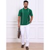 INSPIRE CHIC Men's Striped Knit Chest Pocket Short Sleeve Golf Polo Shirts - 2 of 4