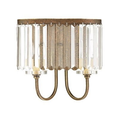 Hand Painted Palacial Bronze 2-Light Sconce with Clear Crystals
