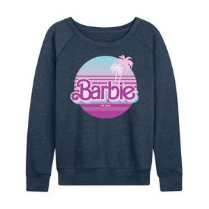 Women's - Barbie - Retro Style Lightweight French Terry Wide Neck Long Sleeve Graphic Shirt - 1 of 4