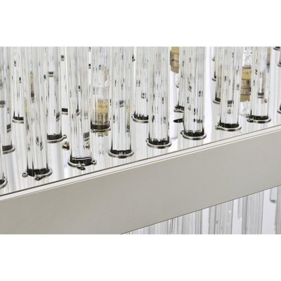 Dallas 48" Chrome and Crystal 28-Light Rectangular Chandelier