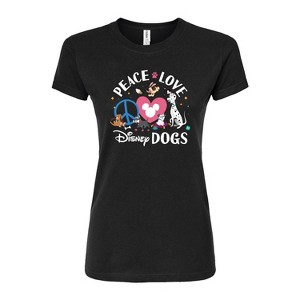 Women's - Disney Classics - Peace Love Disney Dogs Fitted Graphic T-Shirt - 1 of 3