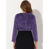 Allegra K Women's Cropped Open Front Collarless Long Sleeve Faux Fur Jacket - 4 of 4