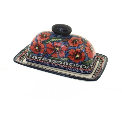 Blue Rose Polish Pottery 1377 Zaklady Butter Dish