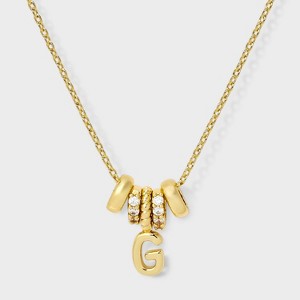 14K Gold Dipped Cubic Zirconia Rondelle Initial Necklace - A New Day™ Gold - 1 of 4