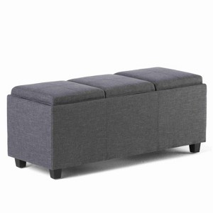 CAVINAS Faux Leather Storage Ottoman Bench,Upholstered Ottoman with 3 Flip Over Serving Trays for Living Room,Bedroom - 1 of 4