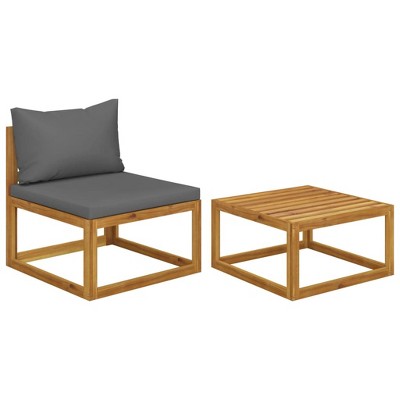 vidaXL Wooden Sofa Set Dark Grey Solid acacia wood, 100% polyester