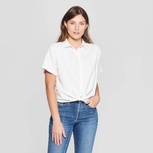 Image result for Women's Short Sleeve Camp Shirt - Universal Threadâ¢ White