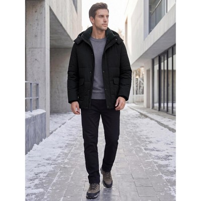 Мужские куртки INSPIRE CHIC Men's Winter Long Sleeve Zip Outerwear Hooded Winter Jacket Coat Medium Black — фото 5