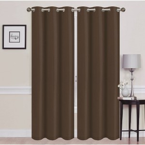 Solid Blackout Thermal Grommet Curtain Panels With Foam Backing (Set of 2) - 1 of 3