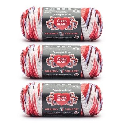Red Heart All in One Granny Square Yarn 24 Pack-Soft  White- Hot Stuff