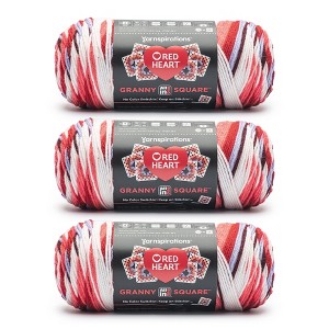 Red Heart All in One Granny Square Yarn 24 Pack-Soft  White- Hot Stuff - 1 of 4
