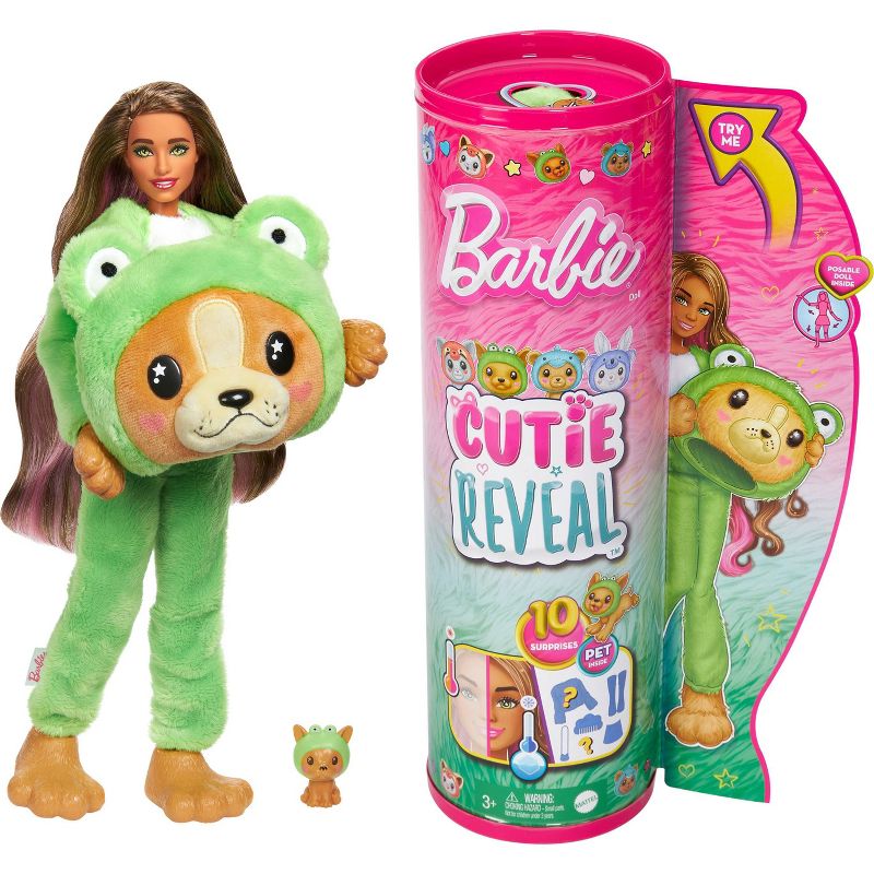 Barbie Cutie Reveal Puppy as Frog Costume-Themed Series Doll &#38; Accessories with 10 Surprises, 1 of 7
