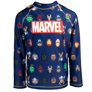 Marvel Avengers Spider-Man Captain America Hulk Thor Black Widow Black Panther Rash Guard Swim Shirt Toddler to Big Kid - 1 of 4