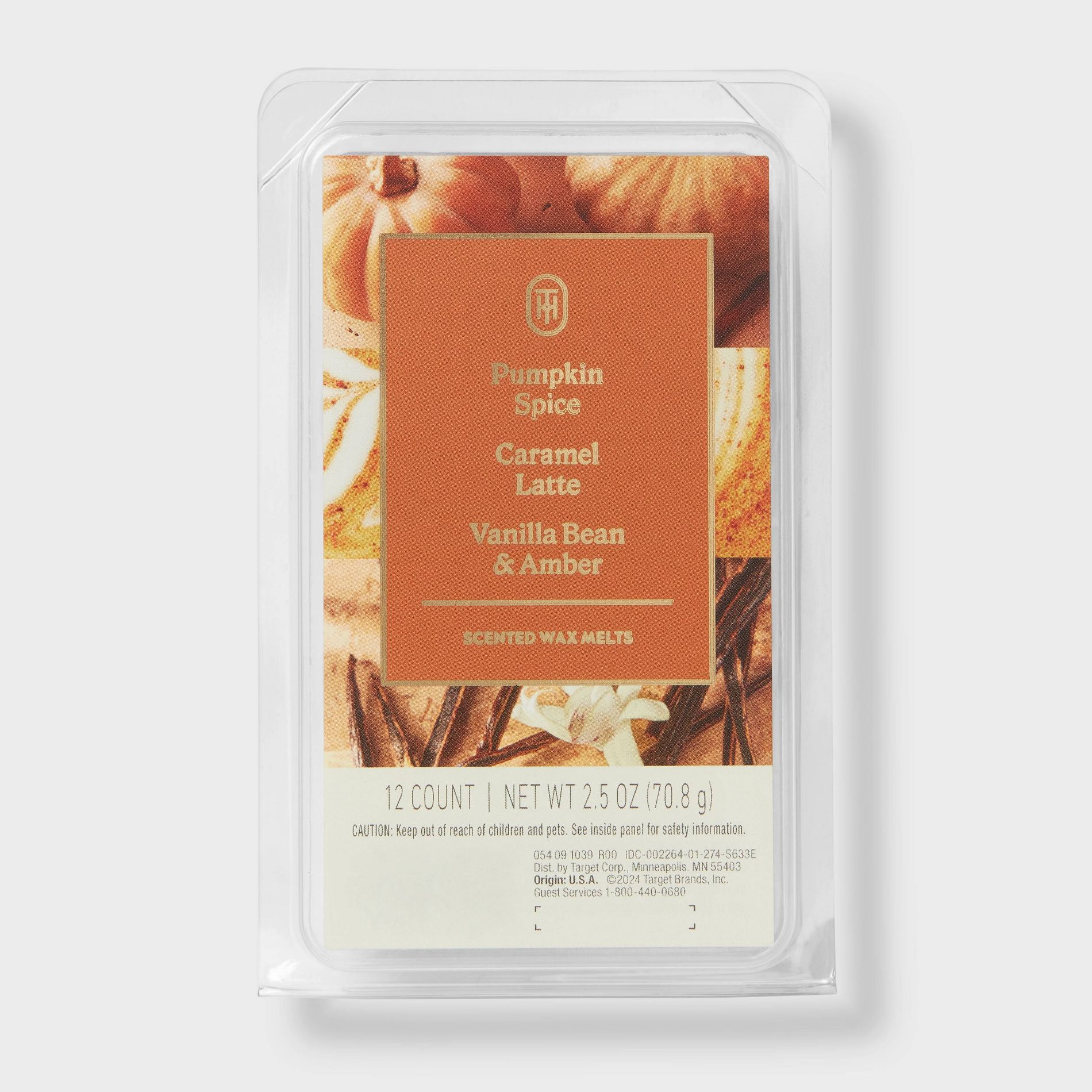 12ct Fall Pumpkin Spice, Caramel Latte and Vanilla Bean and Amber Wax Melts - Threshold™