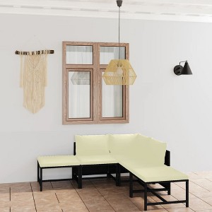 vidaXL 6 Piece Patio Lounge Set with Cushions Poly Rattan Black - 1 of 4