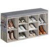 Shoe Storage Bench, 5 Cubbies Storage Rack Bench with Cushion, Entryway Bench - 3 of 4