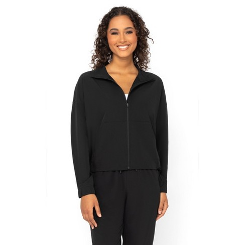 90 Degree By Reflex Womens Citylite Full Zip Jacket with Front Pockets and  Side Bungee Cords - Black - X Small