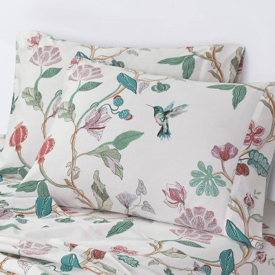 Twin Organic Cotton Blue Floral Deep Pocket Sheet Set