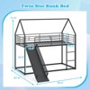 Costway Twin Over Twin Low Bunk Bed House-shaped Metal Bunk Bed Frame with Safety Guardrail - 3 of 4