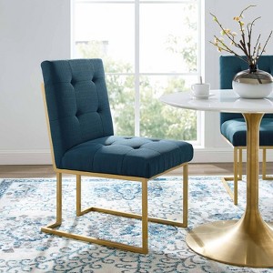Privy Gold Stainless Steel Upholstered Fabric Dining Accent Chair - Modway - 1 of 4