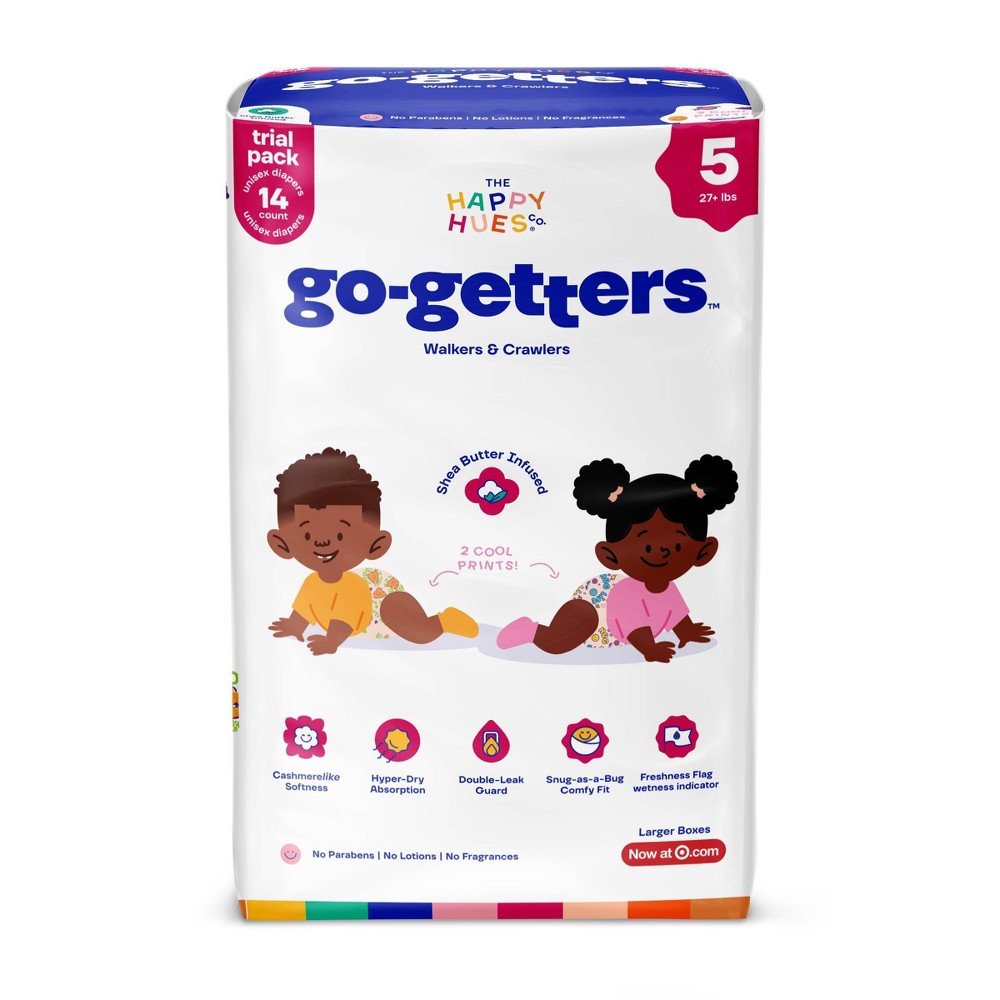 Photos - Nappies Happy Hues Go-Getters Disposable Diapers Trial Pack - Size 5 - 14ct