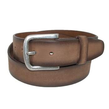 CTM Men's Big & Tall Burnished Leather Bridle Belt with Removable Buckle