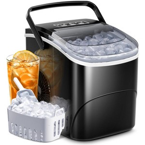 ZAFRO Ice Makers Countertop with Handle,26.5Lbs/24H,9 Cubes in 6 Mins,2 Sizes of Bullet Ice,Portable Machine with SelfCleaning,(Black) - 1 of 4