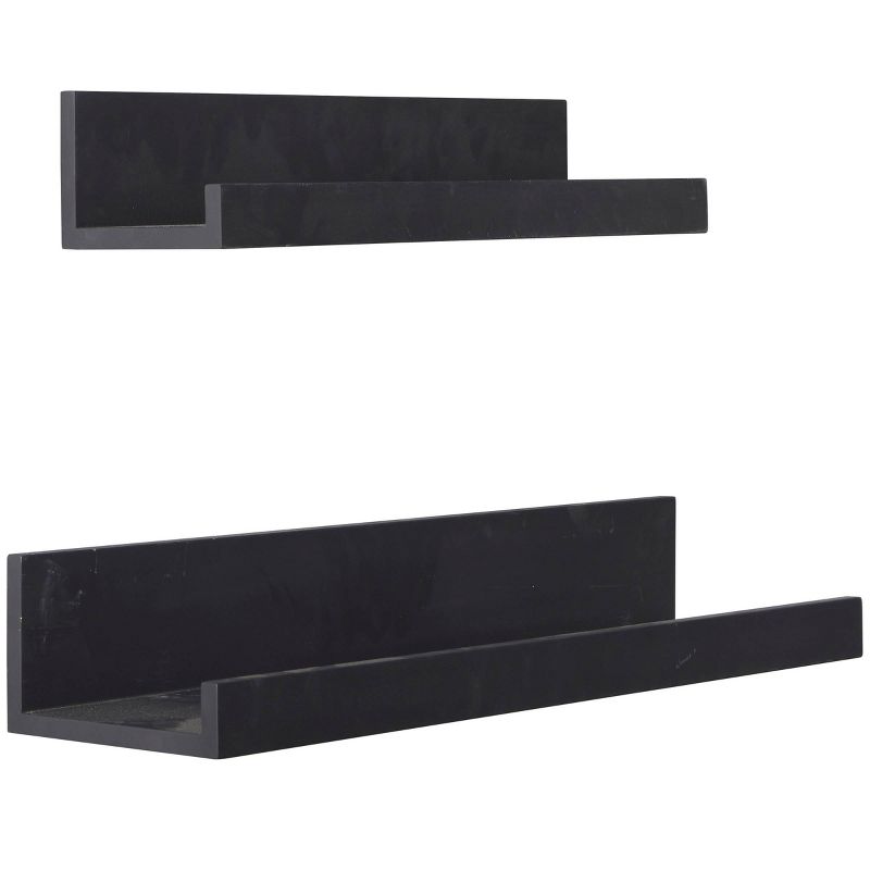 Set of 2 Wood 2 Wall Shelves with Black - CosmoLiving by Cosmopolitan, 4 of 6