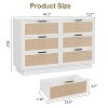Rattan 6 Drawer Dresser, Wide Chest of Drawers with Metal Handles, Sturdy Wood Base, Bedroom Storage Organizer - 2 of 4