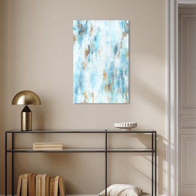 Textured Shades Blue and Brown Abstract Canvas Wall Art, 20" x 30"
