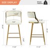 SET of 2 26'' Counter height bar stools Corduroy kitchen island counter bar stool with back,golden chromed base and footrest - 3 of 4