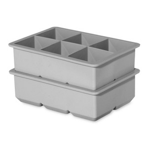 Oggi (Set of 2) Large Square 6 Cube Ice Trays Gray - 1 of 4